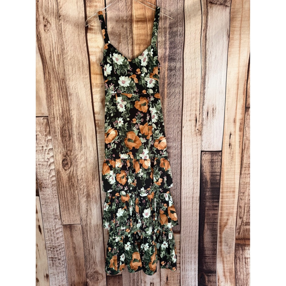 Abercrombie & Fitch Dress Floral Tiered Maxi Fall Ruffle Garden Size Small
